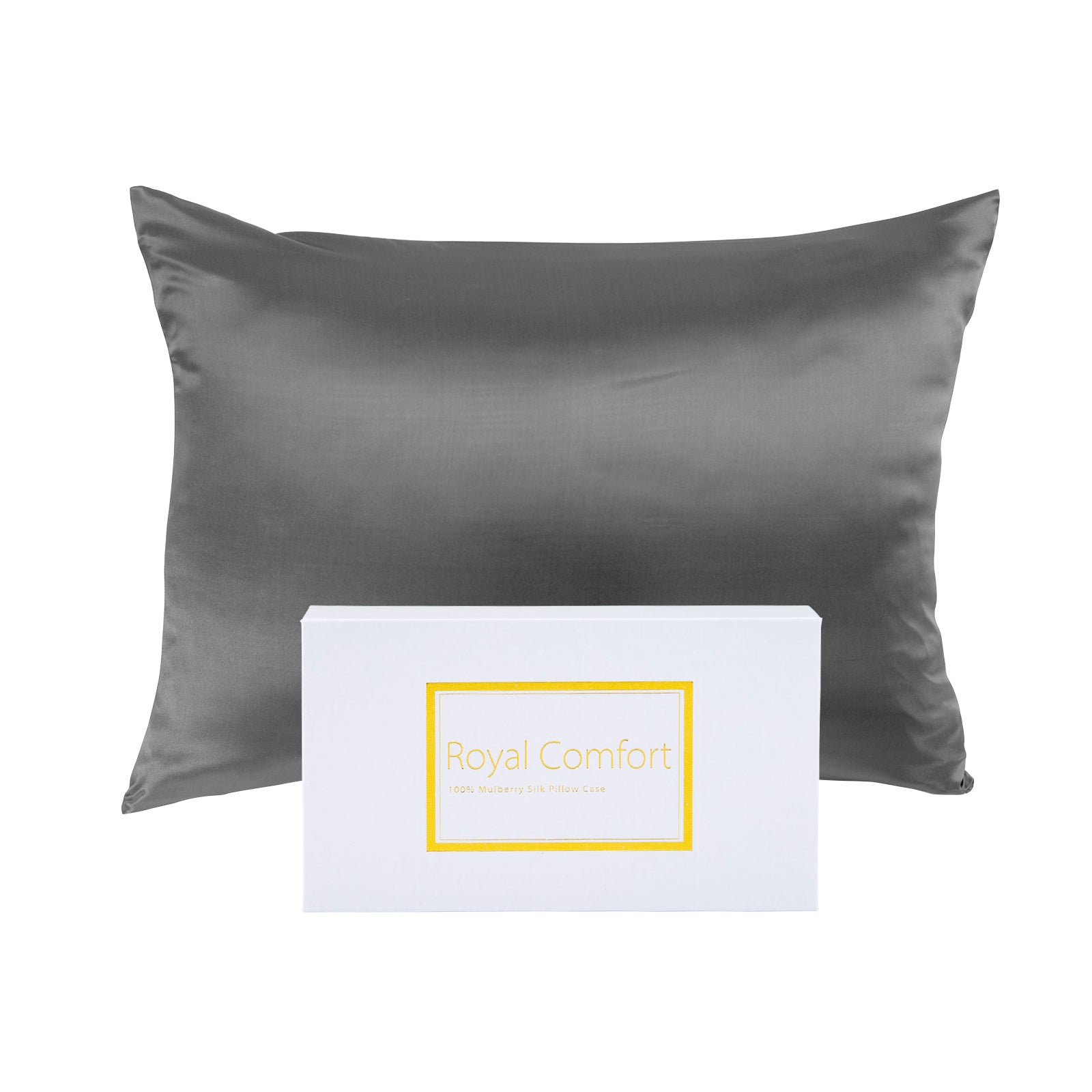 Royal Comfort Mulberry Soft Silk Hypoallergenic Pillowcase Twin Pack 51 x 76cm - Charcoal V160-202025