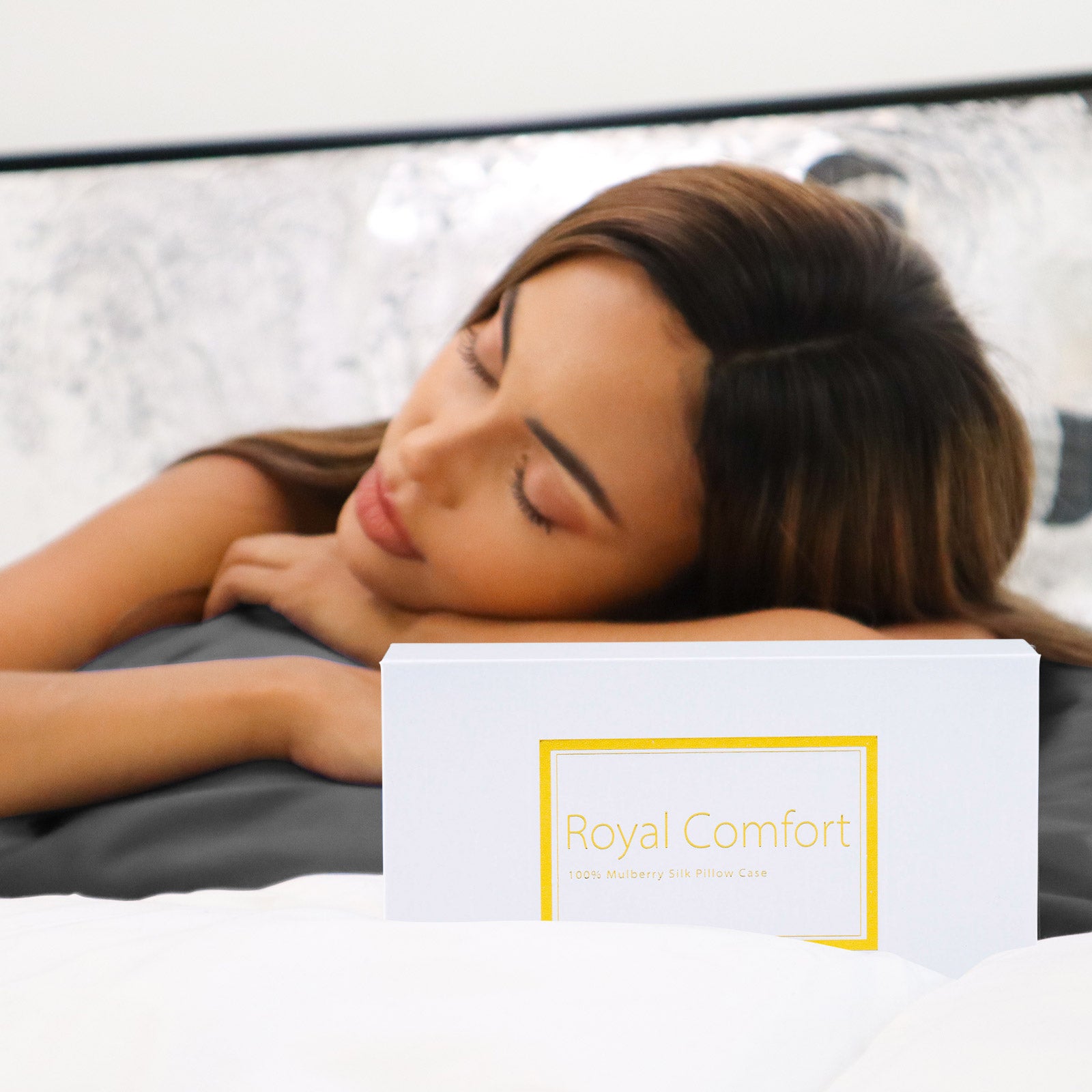 Royal Comfort Mulberry Soft Silk Hypoallergenic Pillowcase Twin Pack 51 x 76cm - Charcoal V160-202025
