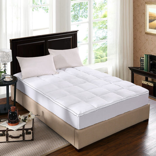 Royal Comfort 1000GSM Luxury Bamboo Fabric Gusset Mattress Pad Topper Cover - Queen - White V160-202072