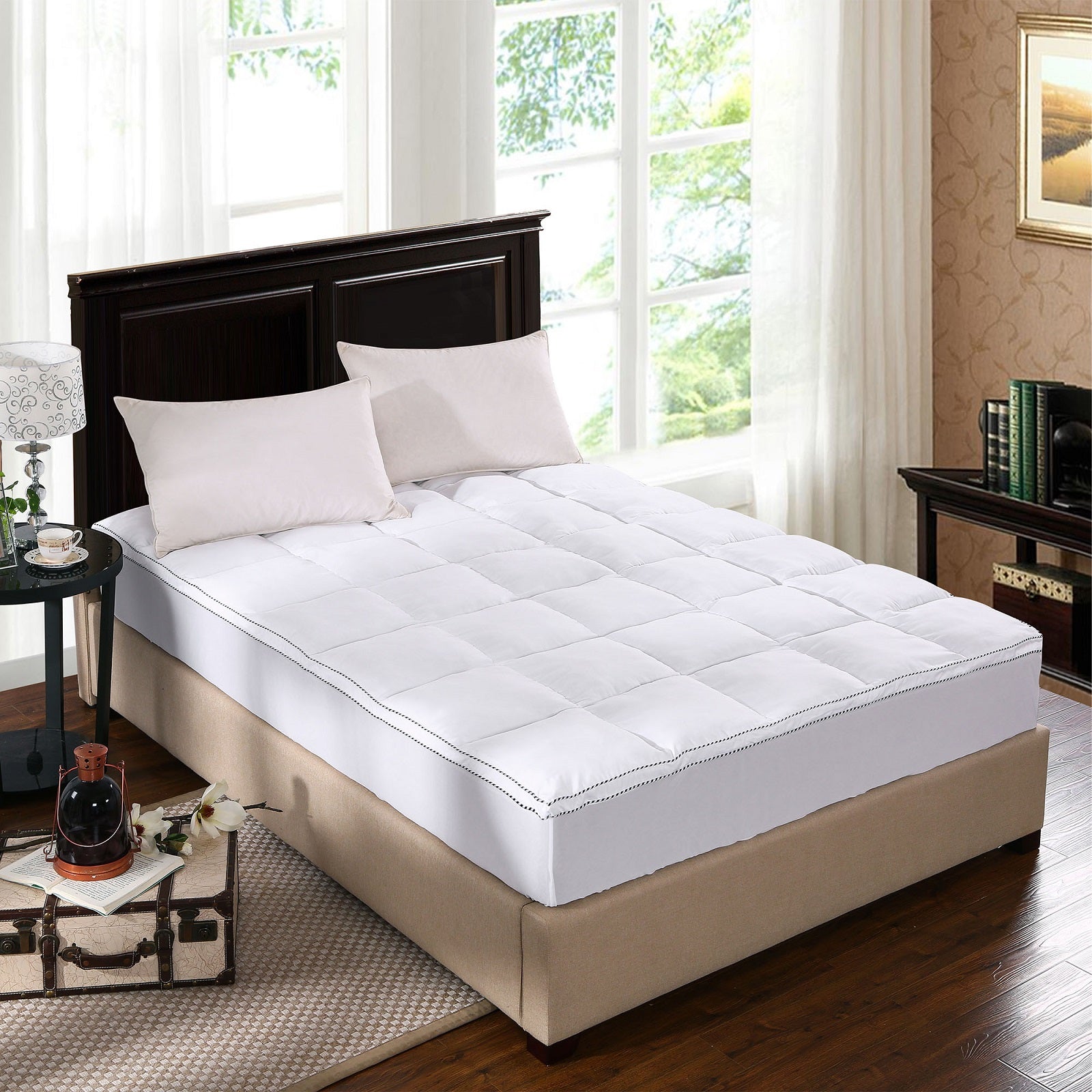Royal Comfort 1000GSM Luxury Bamboo Fabric Gusset Mattress Pad Topper Cover - King - White V160-202077