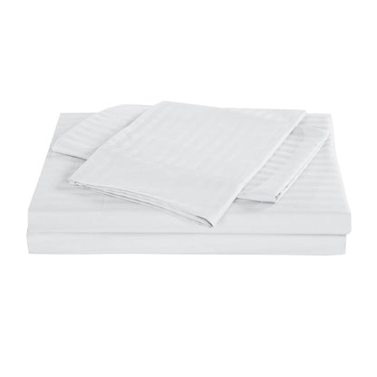 Kensington 1200 Thread Count 100% Egyptian Cotton Sheet Set Stripe Hotel Grade - Double - White V160-202128