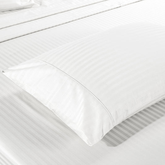 Kensington 1200 Thread Count 100% Egyptian Cotton Sheet Set Stripe Hotel Grade - Double - White V160-202128