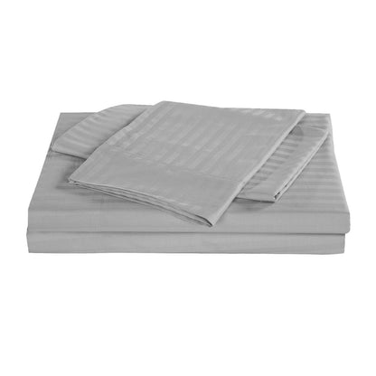 Kensington 1200 Thread Count 100% Egyptian Cotton Sheet Set Stripe Hotel Grade - Double - Silver V160-202130