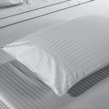 Kensington 1200 Thread Count 100% Egyptian Cotton Sheet Set Stripe Hotel Grade - Double - Silver V160-202130