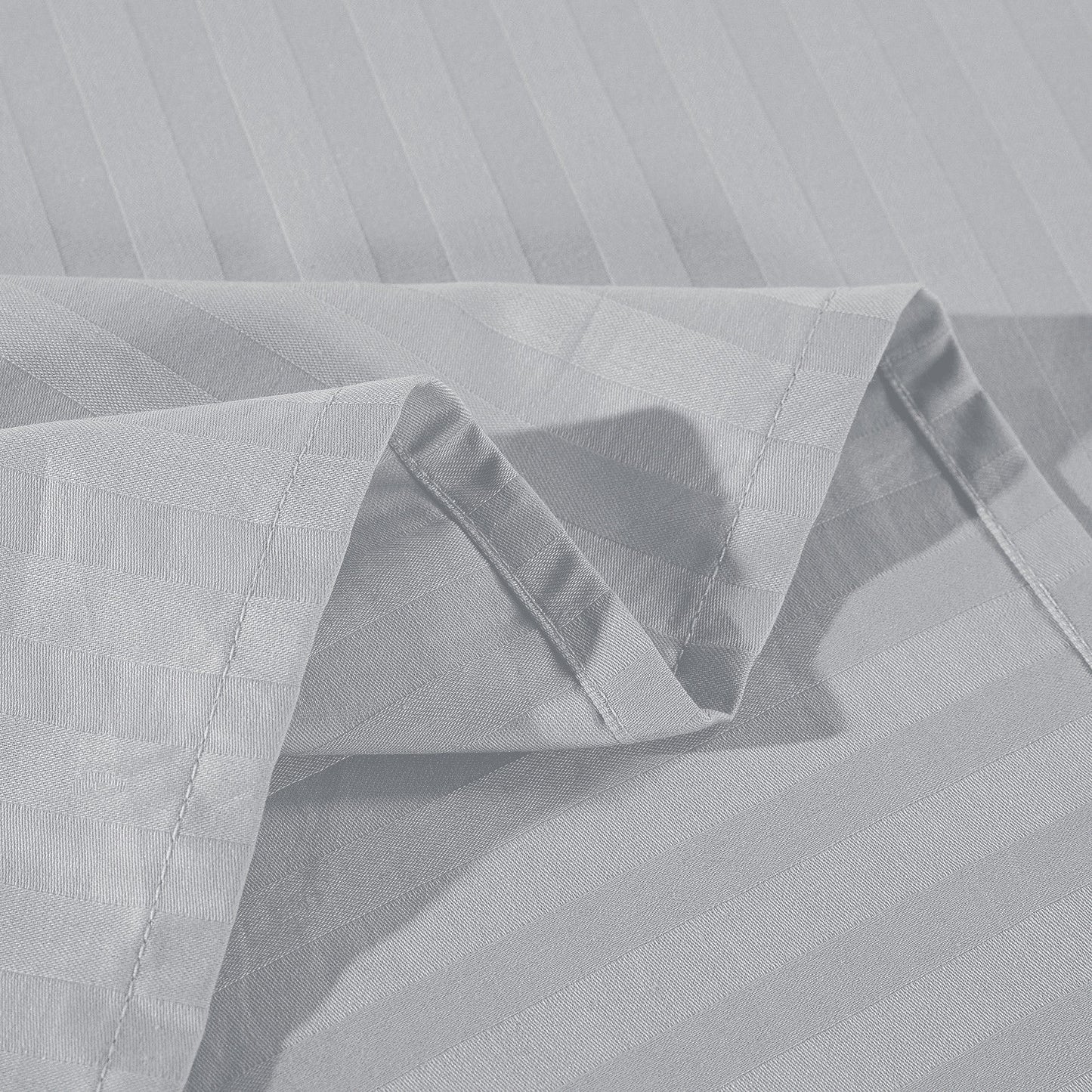 Kensington 1200 Thread Count 100% Egyptian Cotton Sheet Set Stripe Hotel Grade - Double - Silver V160-202130