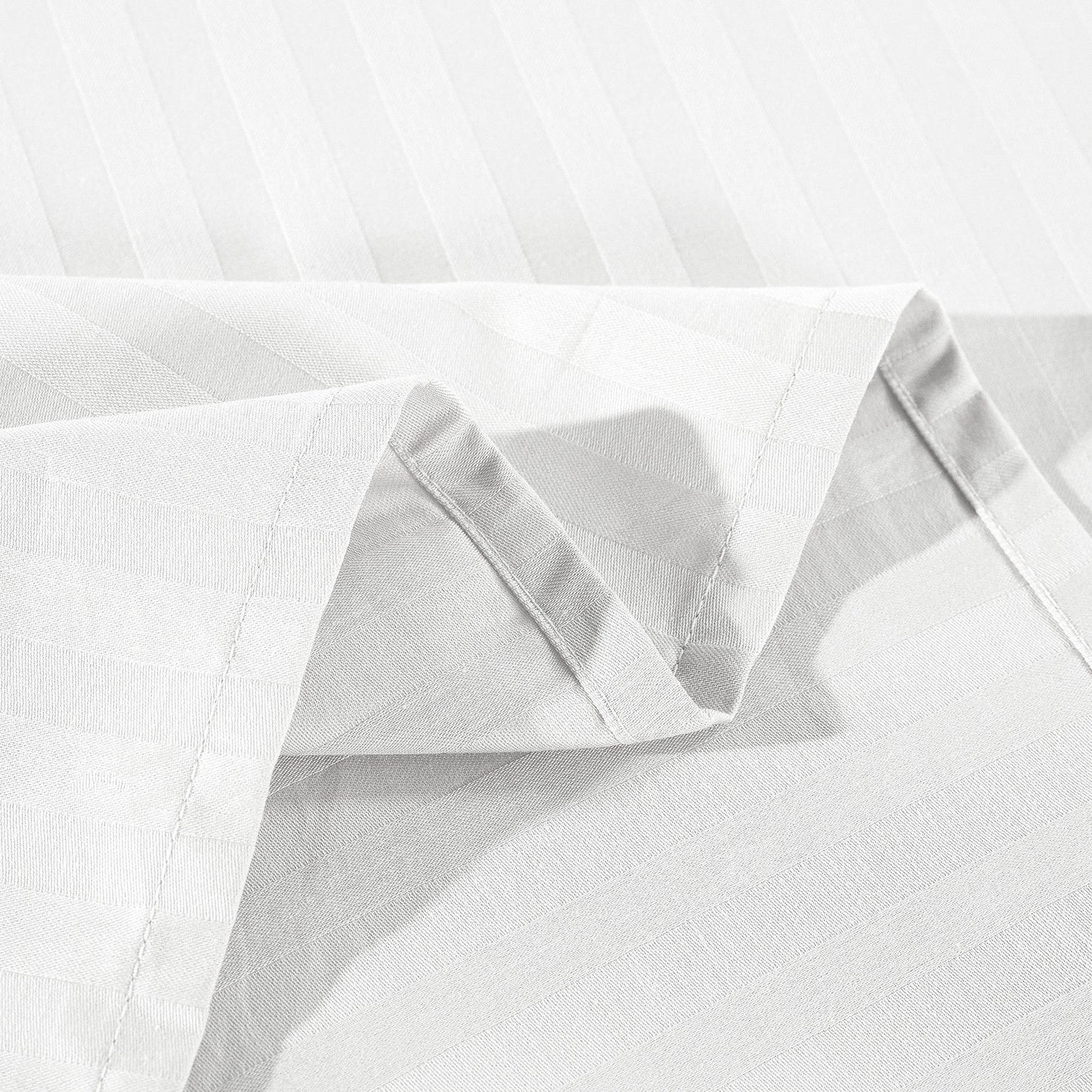 Kensington 1200 Thread Count 100% Egyptian Cotton Sheet Set Stripe Hotel Grade - Queen - White V160-202134