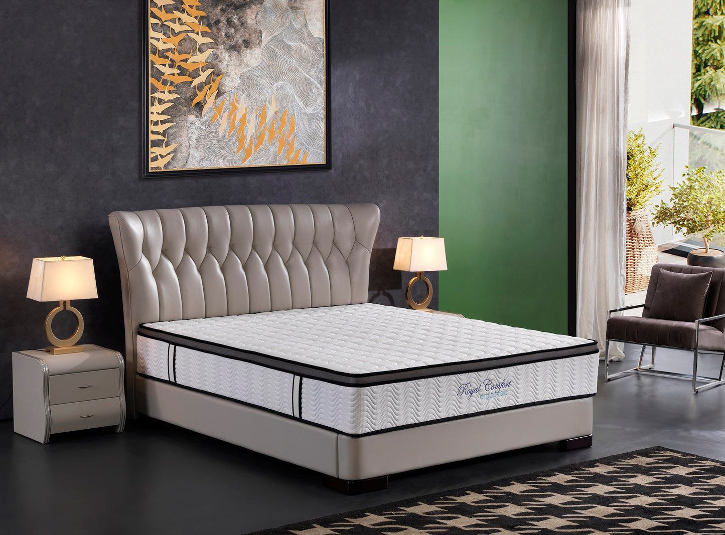Ergopedic Mattress 5 Zone Latex Pocket Spring Mattress In A Box 30cm - Double - White Grey Black V160-202360