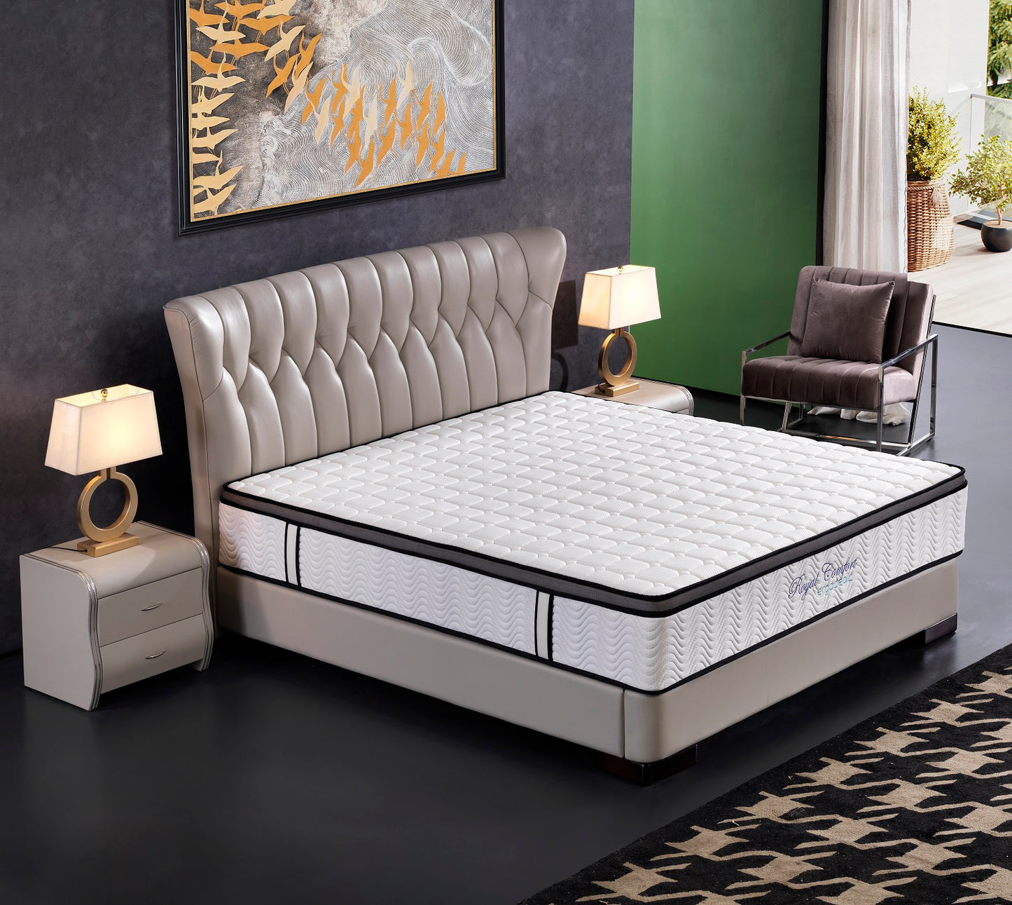 Ergopedic Mattress 5 Zone Latex Pocket Spring Mattress In A Box 30cm - Queen - White Grey Black V160-202365