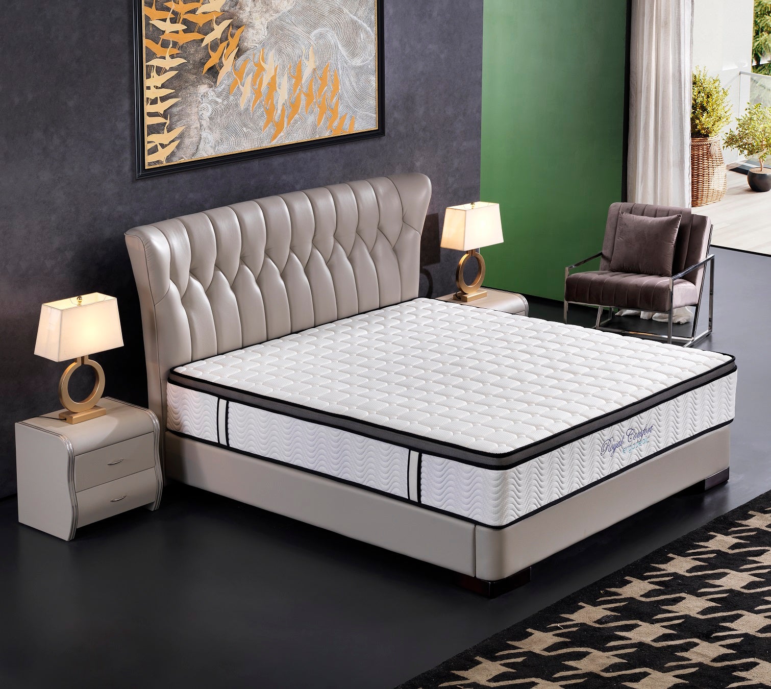 Ergopedic Mattress 5 Zone Latex Pocket Spring Mattress In A Box 30cm - Queen - White Grey Black V160-202365