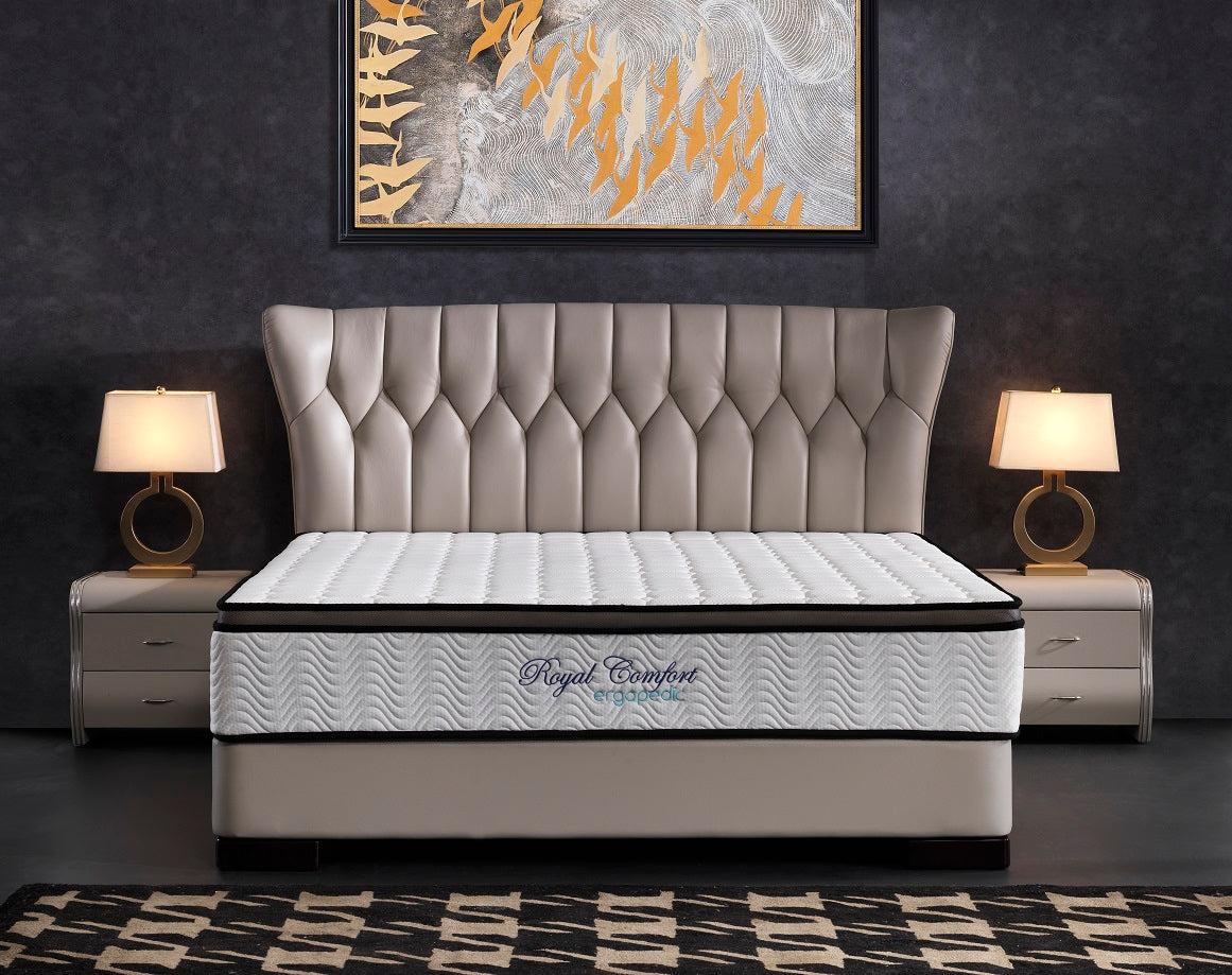Ergopedic Mattress 5 Zone Latex Pocket Spring Mattress In A Box 30cm - Queen - White Grey Black V160-202365