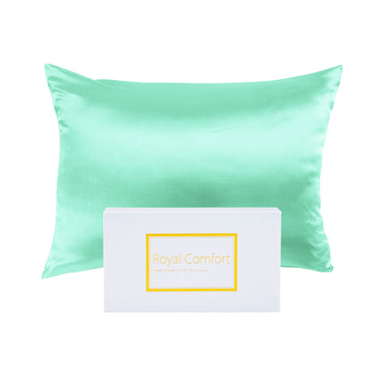 Royal Comfort Mulberry Soft Silk Hypoallergenic Pillowcase Twin Pack 51 x 76cm - Mint V160-204375