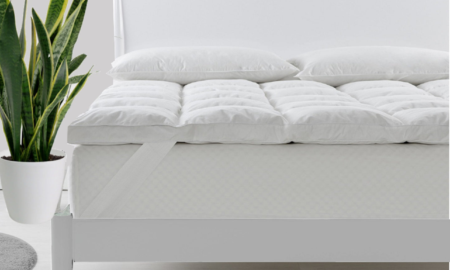 Royal Comfort Duck Feather and Down Mattress Topper 1800GSM Pillowtop Underlay - Queen - White V160-204730