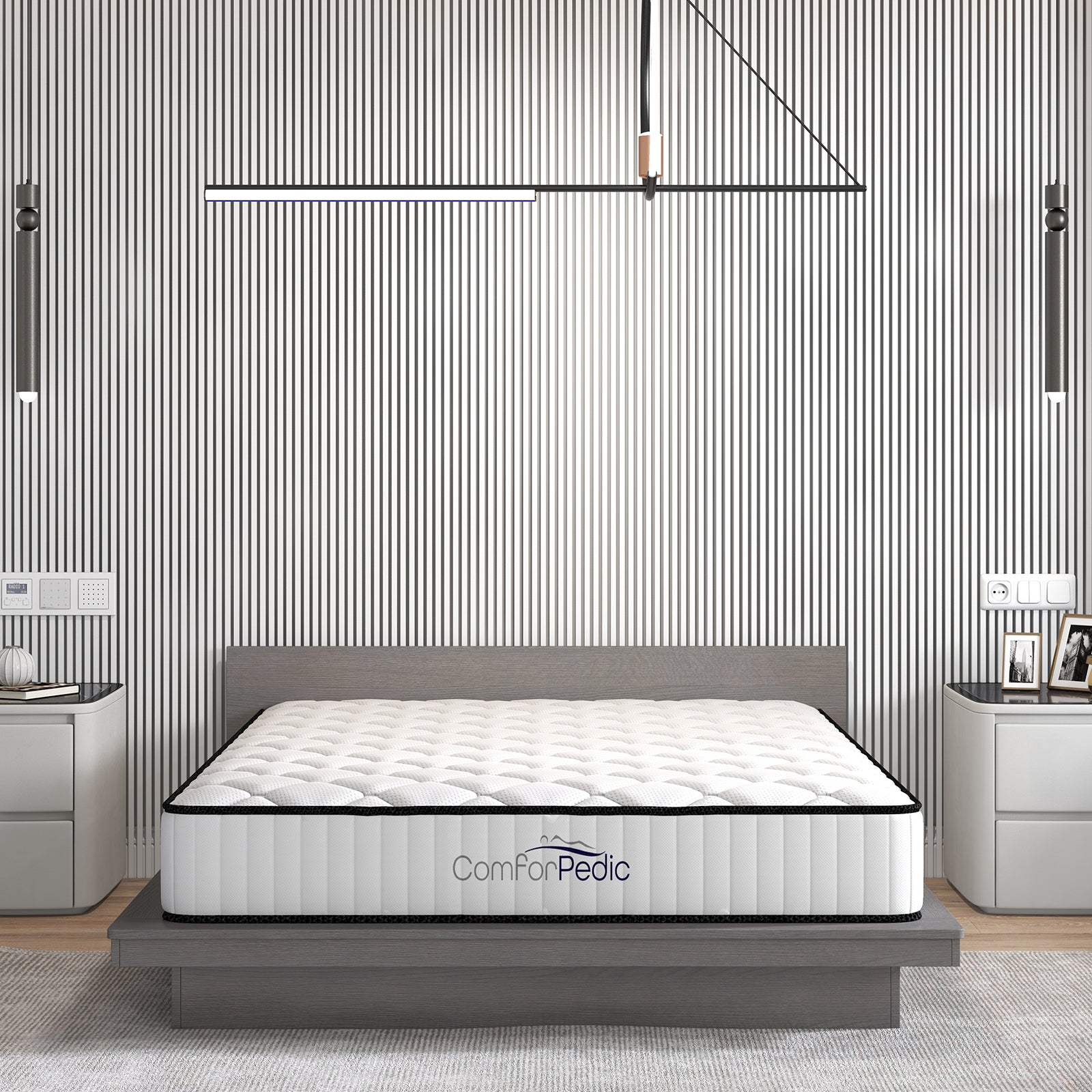 Comforpedic Mattress 5 Zone Medium Support Foam Bonnell Spring 21CM - Queen - White Black V160-204760