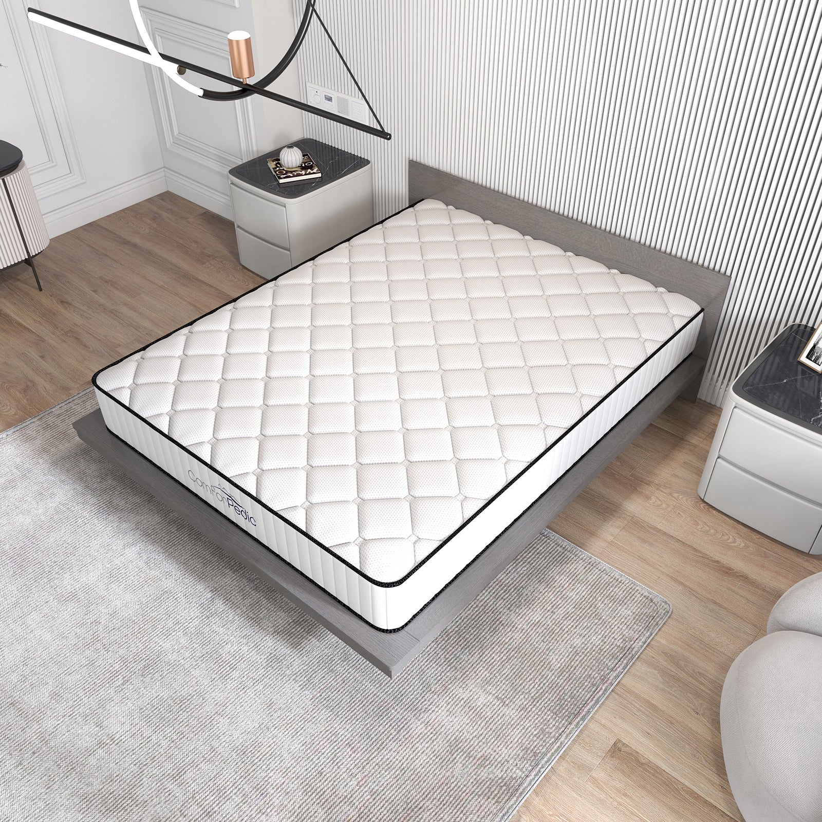 Comforpedic Mattress 5 Zone Medium Support Foam Bonnell Spring 21CM - King - White Black V160-204765