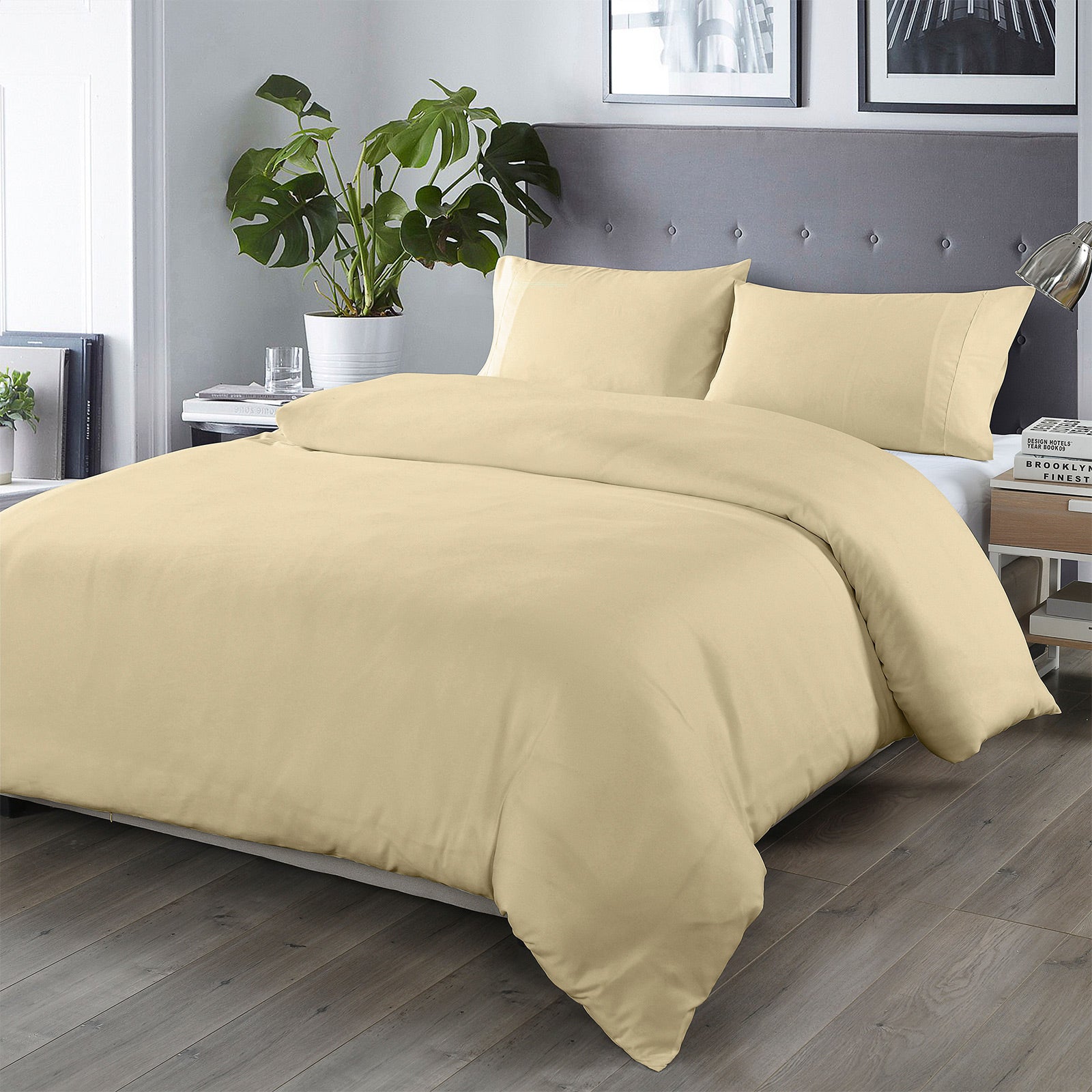 Royal Comfort Bamboo Blended Quilt Cover Set 1000TC Ultra Soft Luxury Bedding - Double - Ivory V160-204821