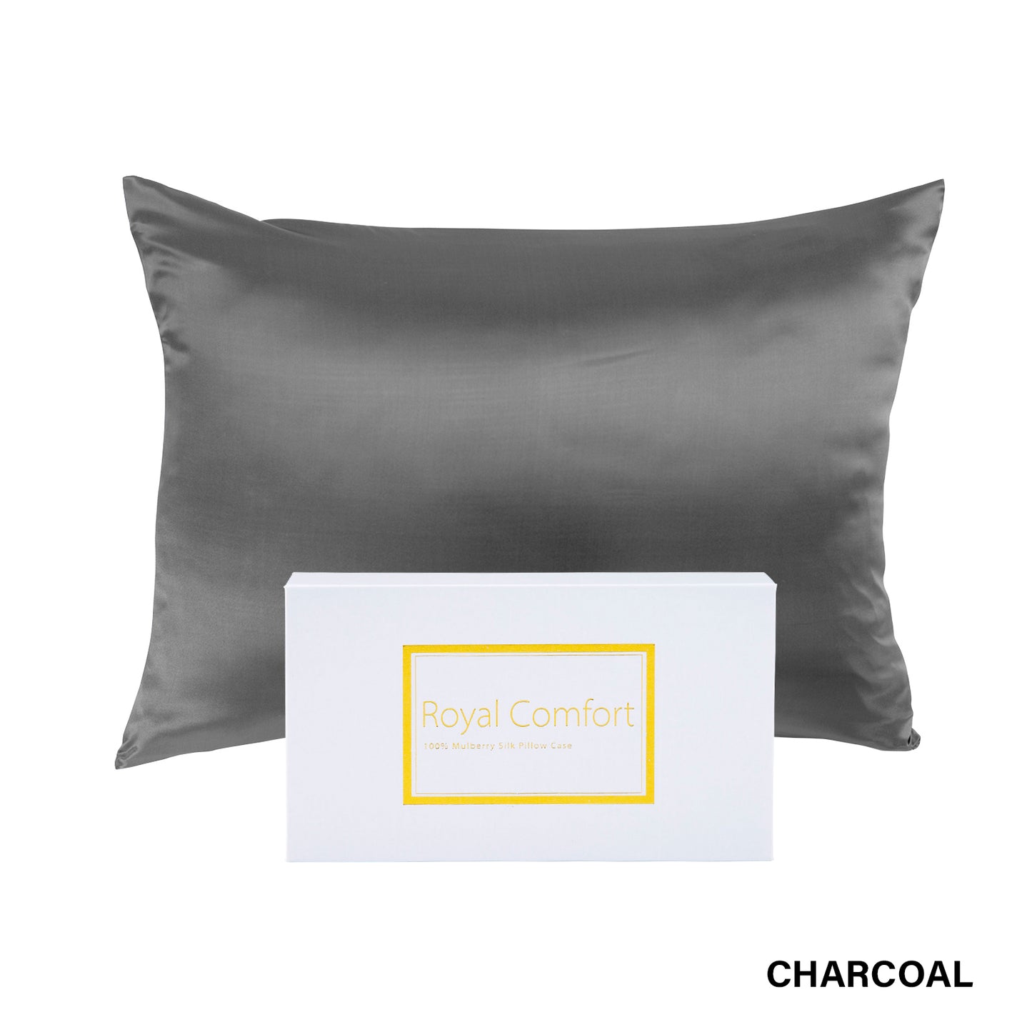 Royal Comfort Pure Silk Pillow Case 100% Mulberry Silk Hypoallergenic Pillowcase - Charcoal V160-204834