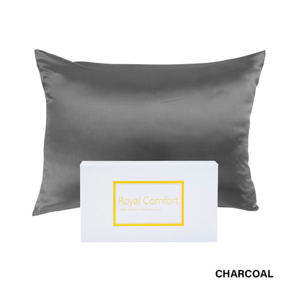 Royal Comfort Pure Silk Pillow Case 100% Mulberry Silk Hypoallergenic Pillowcase - Charcoal V160-204834