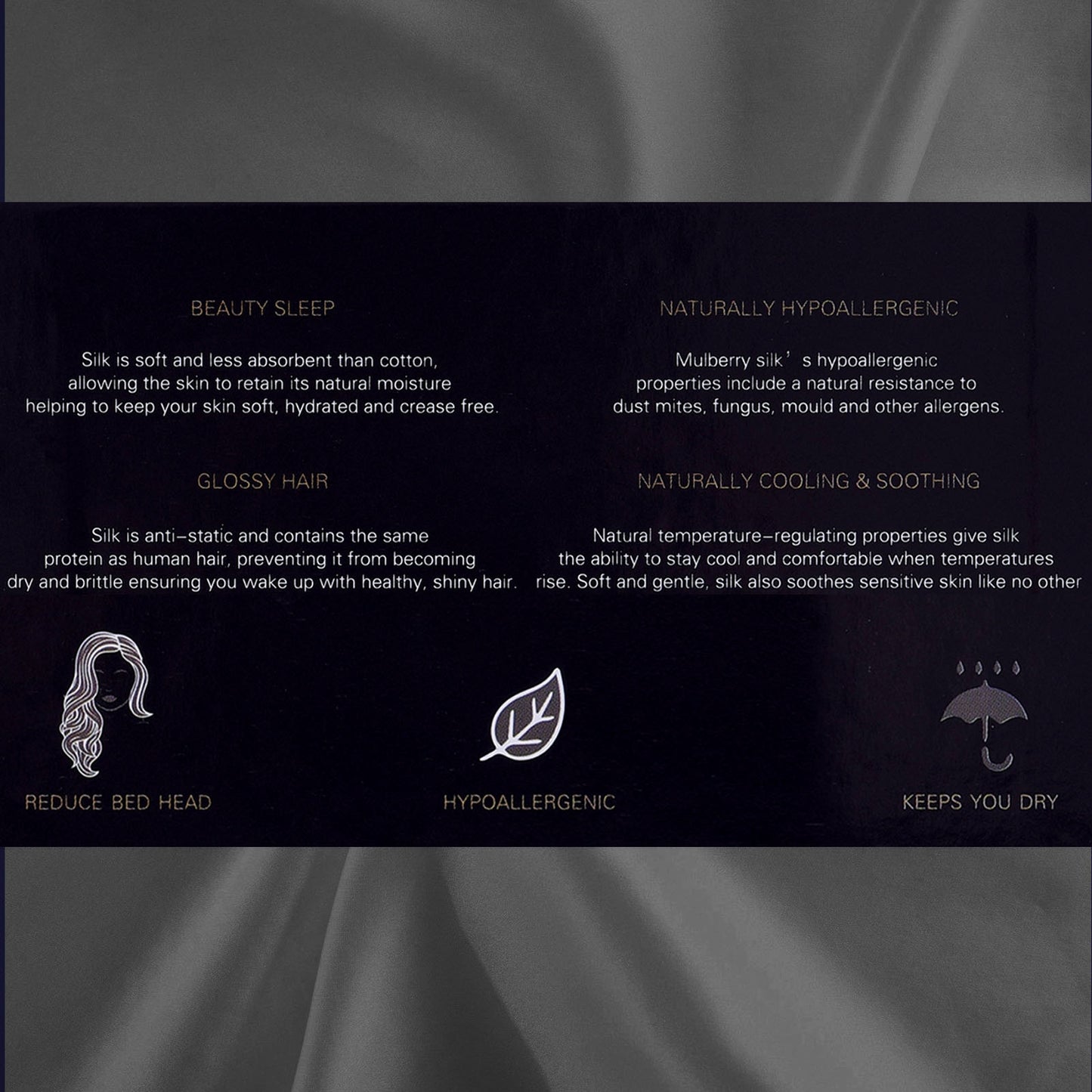 Royal Comfort Pure Silk Pillow Case 100% Mulberry Silk Hypoallergenic Pillowcase - Charcoal V160-204834