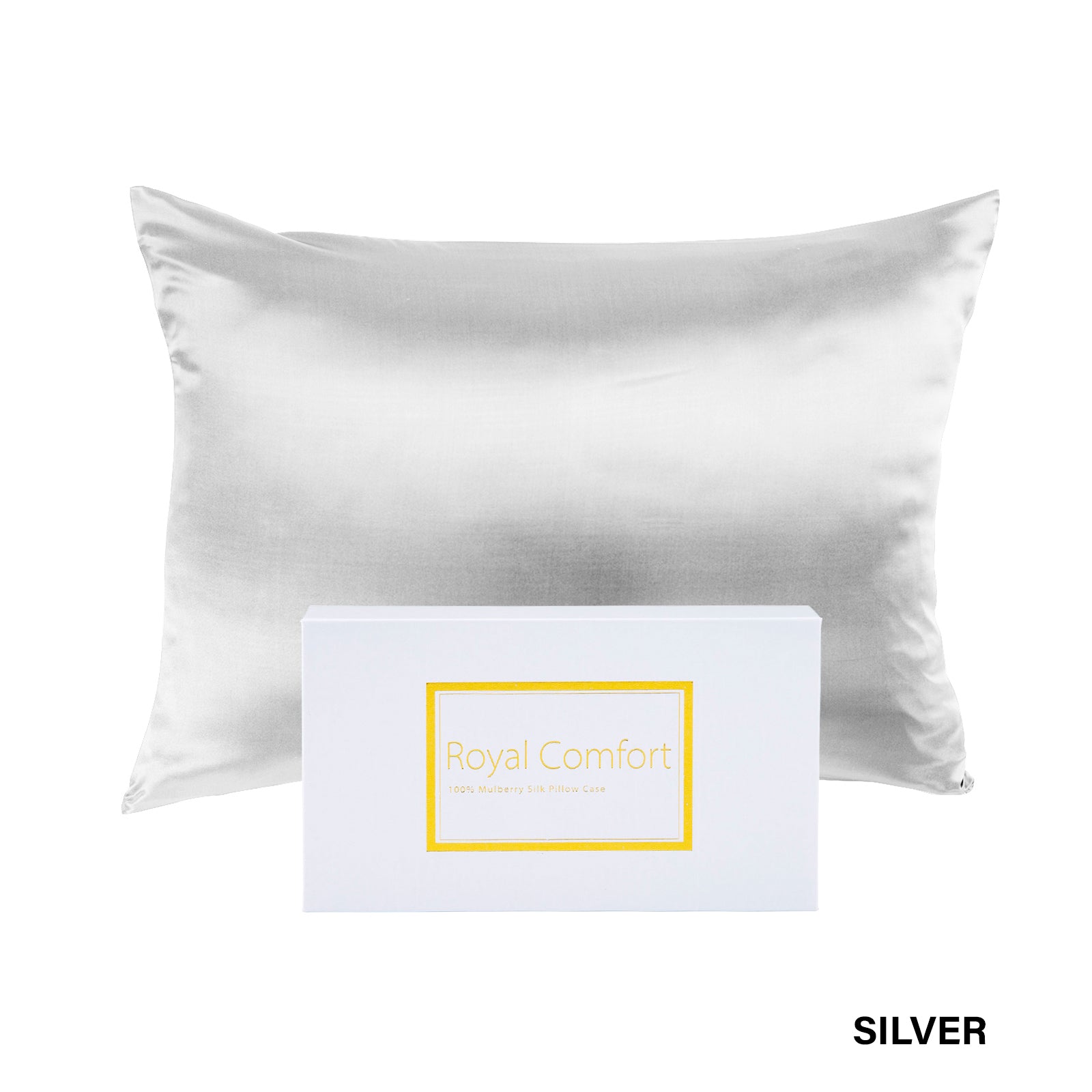 Royal Comfort Pure Silk Pillow Case 100% Mulberry Silk Hypoallergenic Pillowcase - Silver V160-204835