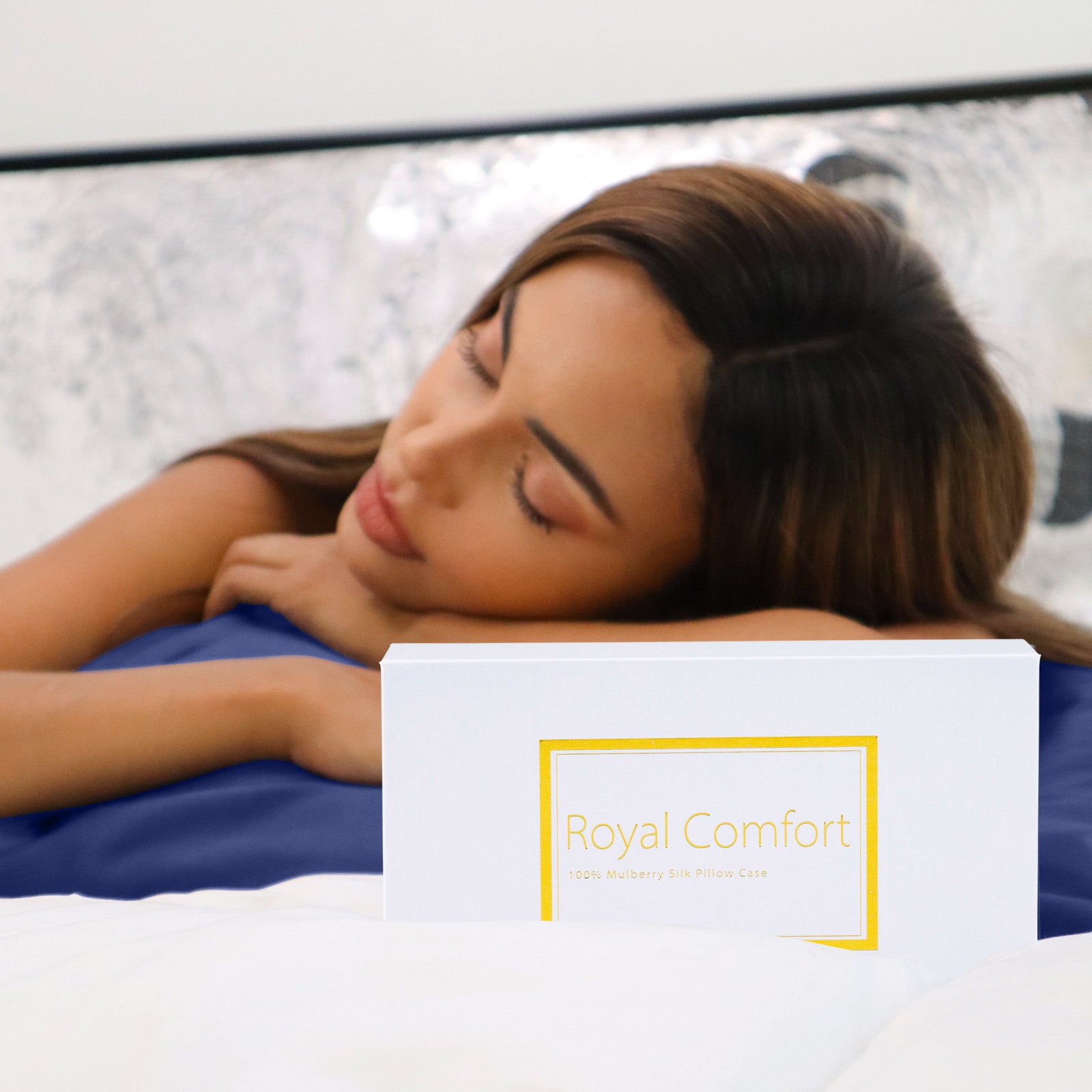 Royal Comfort Pure Silk Pillow Case 100% Mulberry Silk Hypoallergenic Pillowcase - Navy V160-204837