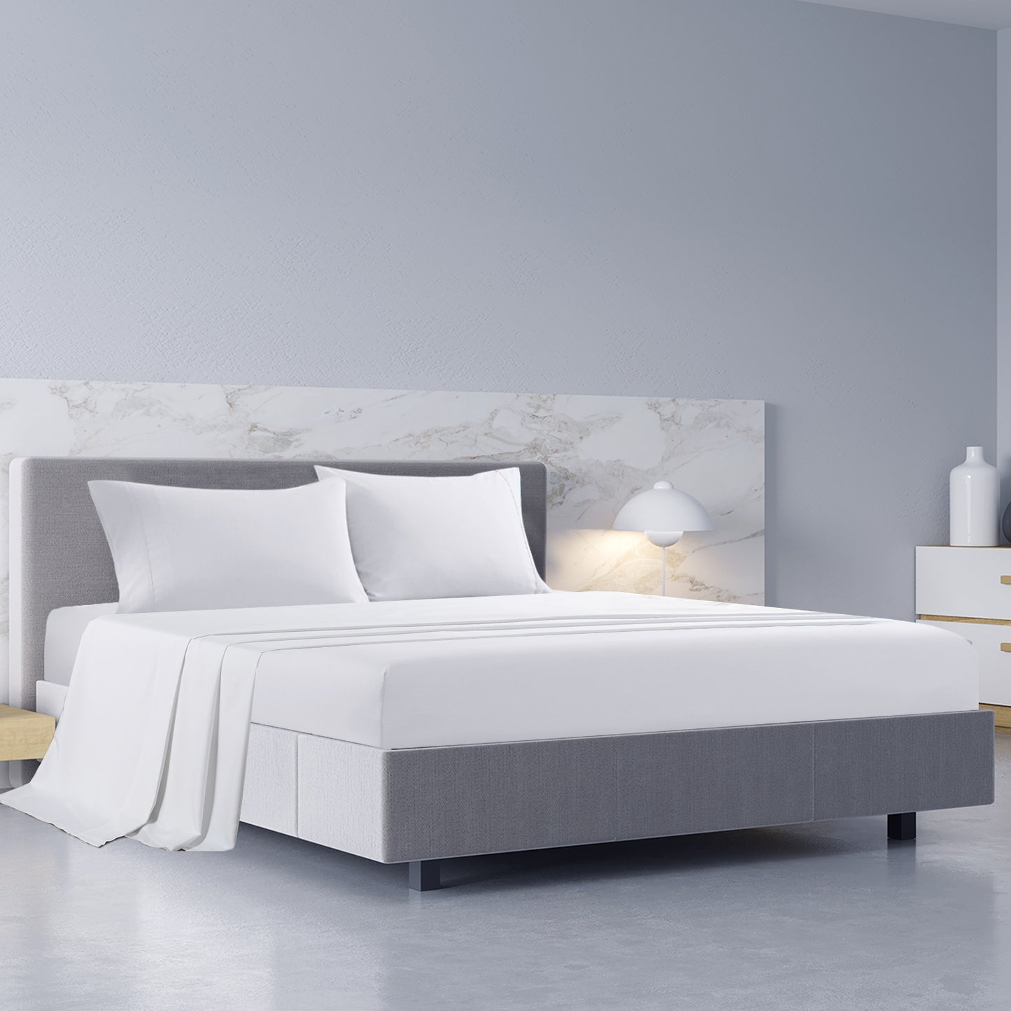 Royal Comfort 1000TC Hotel Grade Bamboo Cotton Sheets Pillowcases Set Ultrasoft - Queen - White V160-204906
