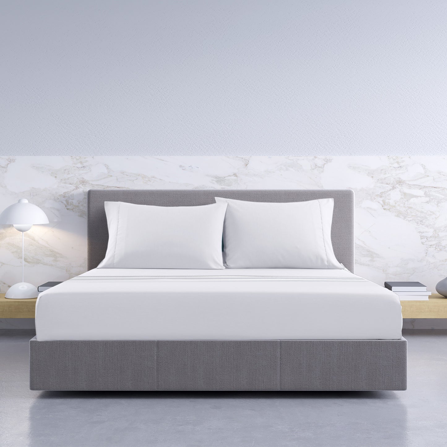 Royal Comfort 1000TC Hotel Grade Bamboo Cotton Sheets Pillowcases Set Ultrasoft - Queen - White V160-204906