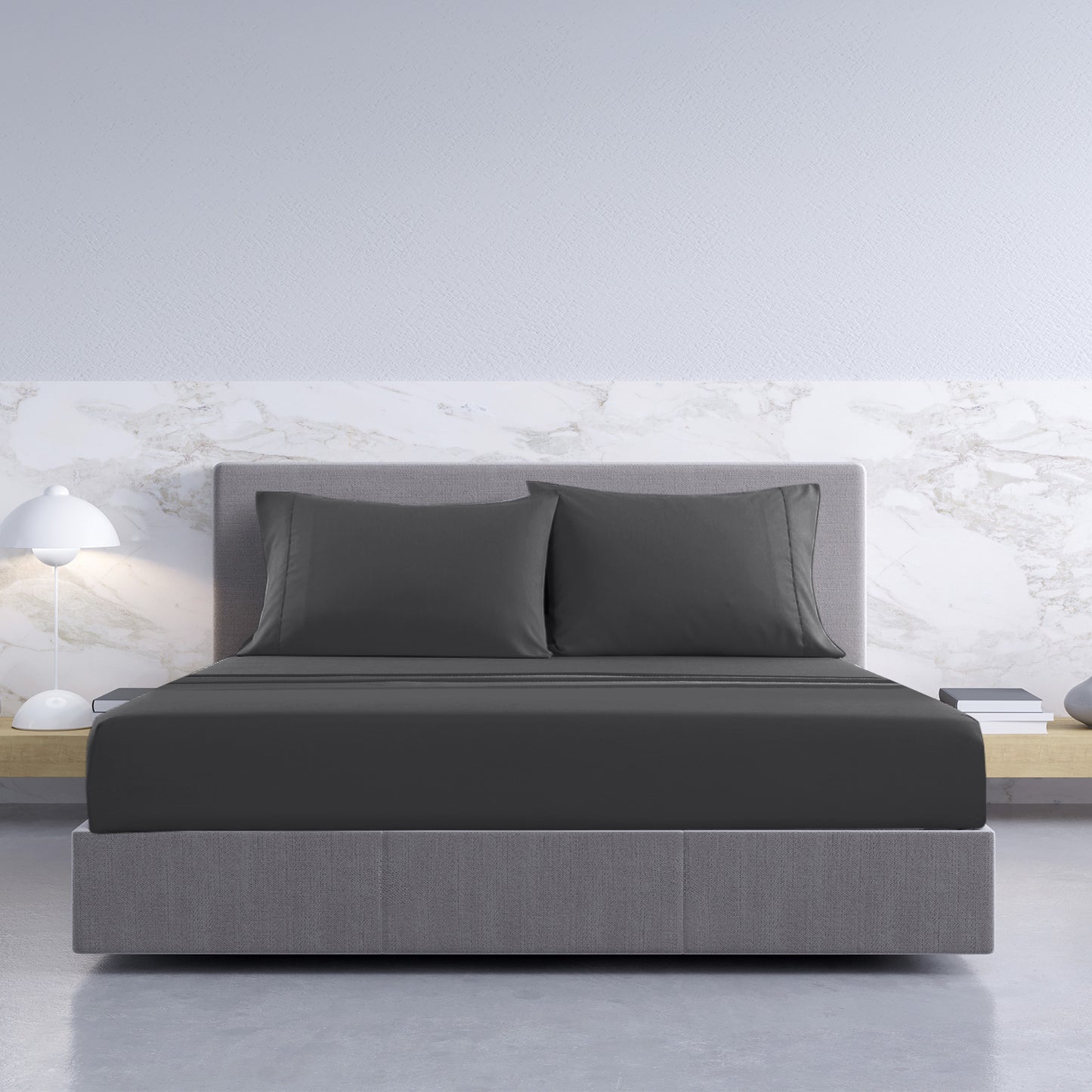 Royal Comfort 1000TC Hotel Grade Bamboo Cotton Sheets Pillowcases Set Ultrasoft - Queen - Pewter V160-204907