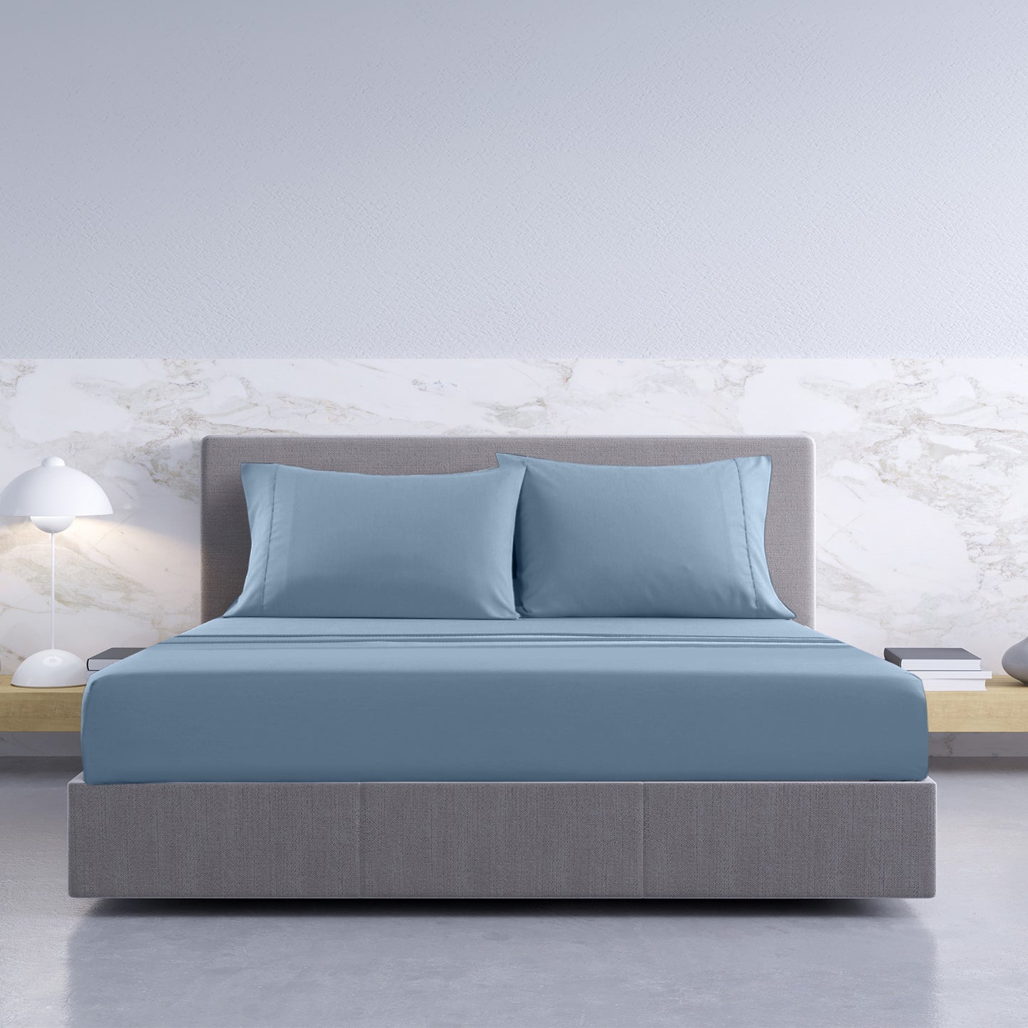 Royal Comfort 1000TC Hotel Grade Bamboo Cotton Sheets Pillowcases Set Ultrasoft - Queen - Blue Fog V160-204909