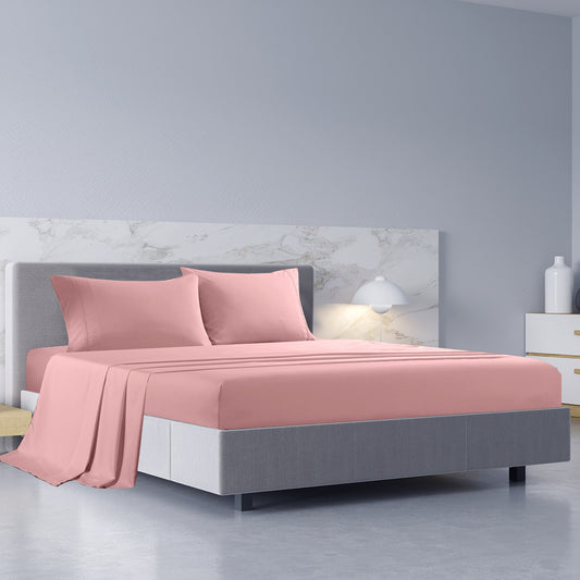 Royal Comfort 1000TC Hotel Grade Bamboo Cotton Sheets Pillowcases Set Ultrasoft - Queen - Blush V160-204910