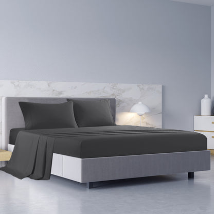 Royal Comfort 1000TC Hotel Grade Bamboo Cotton Sheets Pillowcases Set Ultrasoft - King - Pewter V160-204912