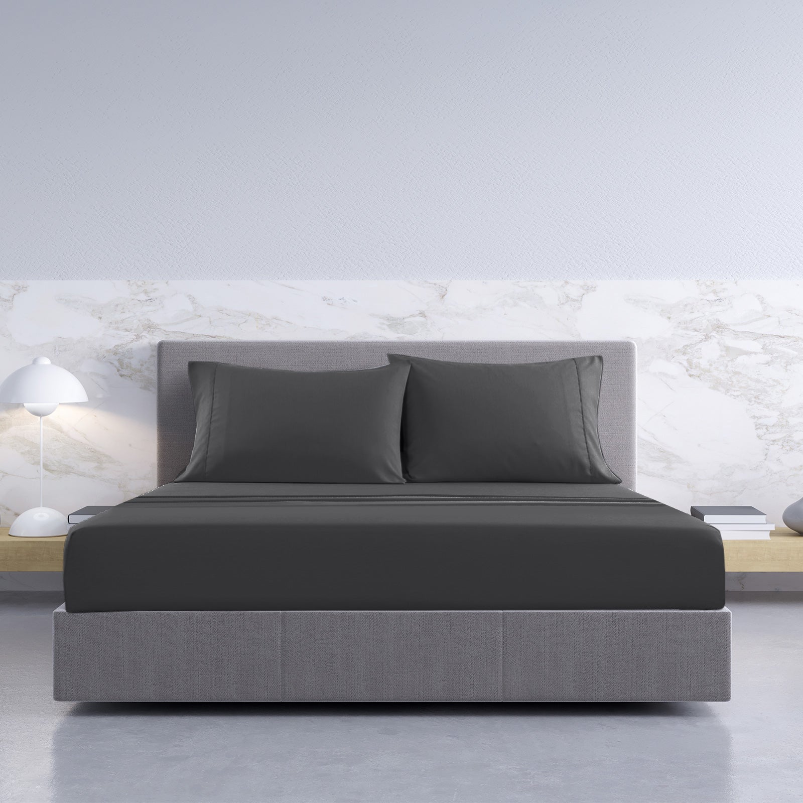 Royal Comfort 1000TC Hotel Grade Bamboo Cotton Sheets Pillowcases Set Ultrasoft - King - Pewter V160-204912