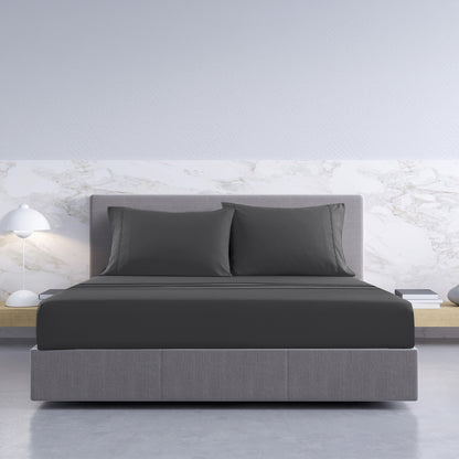 Royal Comfort 1000TC Hotel Grade Bamboo Cotton Sheets Pillowcases Set Ultrasoft - King - Pewter V160-204912