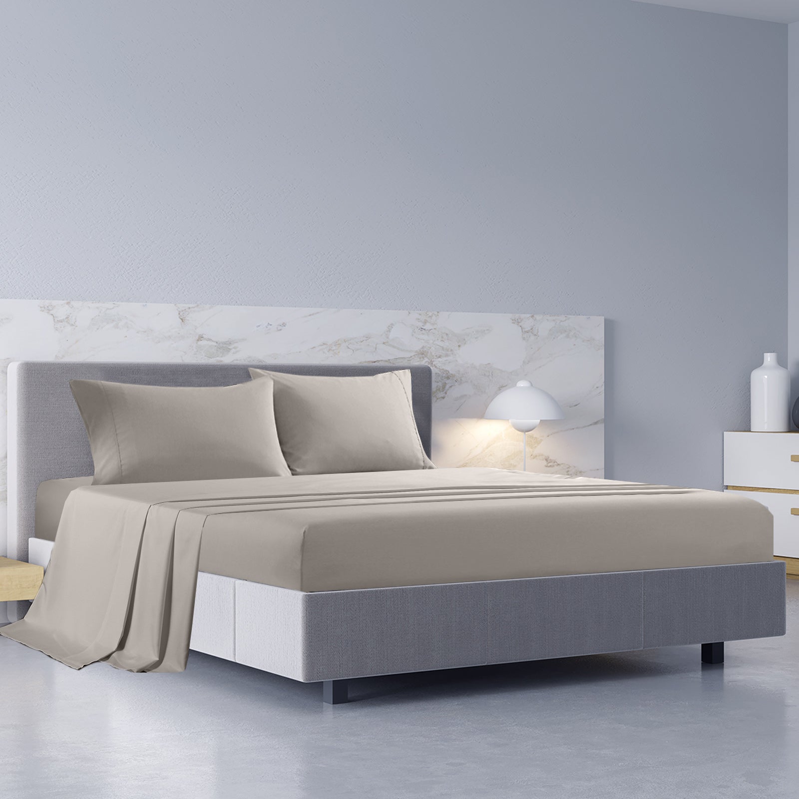 Royal Comfort 1000TC Hotel Grade Bamboo Cotton Sheets Pillowcases Set Ultrasoft - King - Dove V160-204913