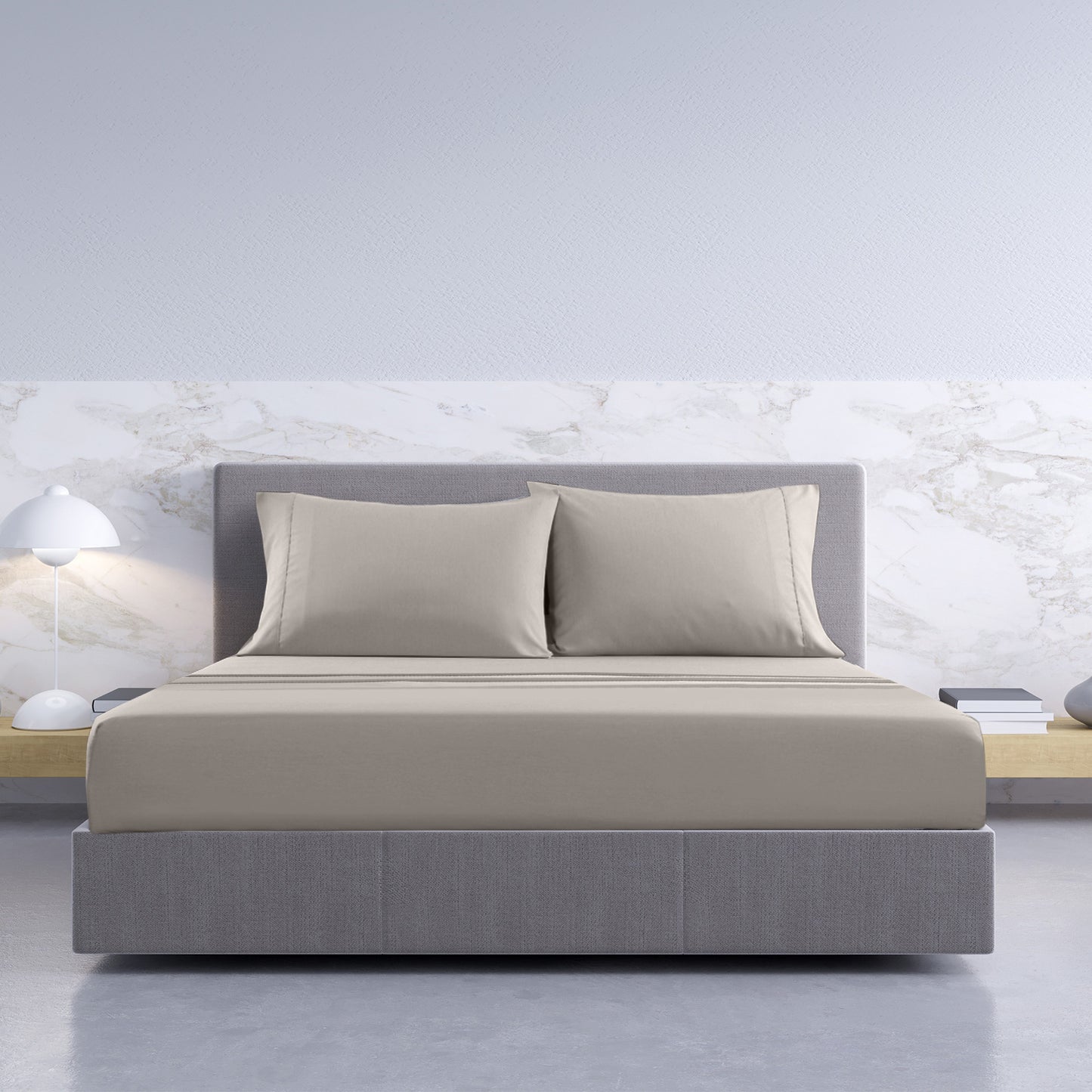 Royal Comfort 1000TC Hotel Grade Bamboo Cotton Sheets Pillowcases Set Ultrasoft - King - Dove V160-204913