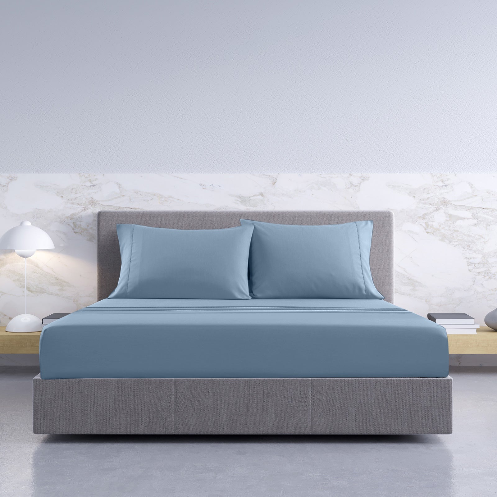 Royal Comfort 1000TC Hotel Grade Bamboo Cotton Sheets Pillowcases Set Ultrasoft - King - Blue Fog V160-204914