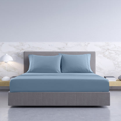 Royal Comfort 1000TC Hotel Grade Bamboo Cotton Sheets Pillowcases Set Ultrasoft - King - Blue Fog V160-204914