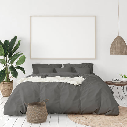 Balmain 1000 Thread Count Hotel Grade Bamboo Cotton Quilt Cover Pillowcases Set - Queen - Pewter V160-204917