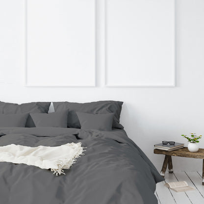 Balmain 1000 Thread Count Hotel Grade Bamboo Cotton Quilt Cover Pillowcases Set - Queen - Pewter V160-204917