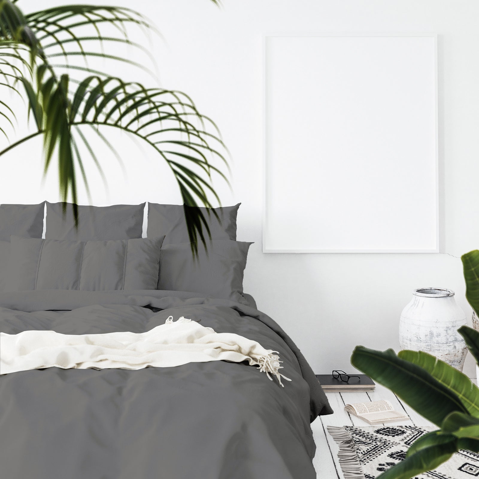 Balmain 1000 Thread Count Hotel Grade Bamboo Cotton Quilt Cover Pillowcases Set - Queen - Pewter V160-204917