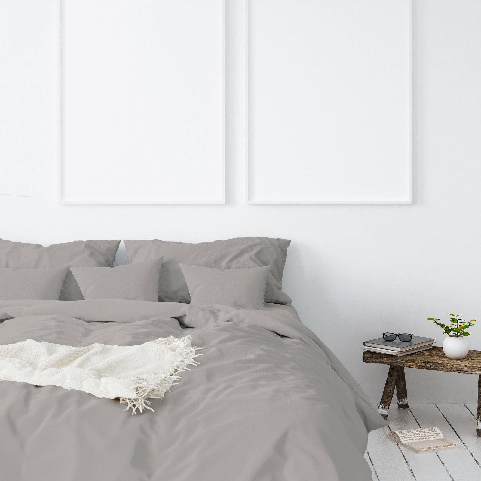 Balmain 1000 Thread Count Hotel Grade Bamboo Cotton Quilt Cover Pillowcases Set - Queen - Dove V160-204918
