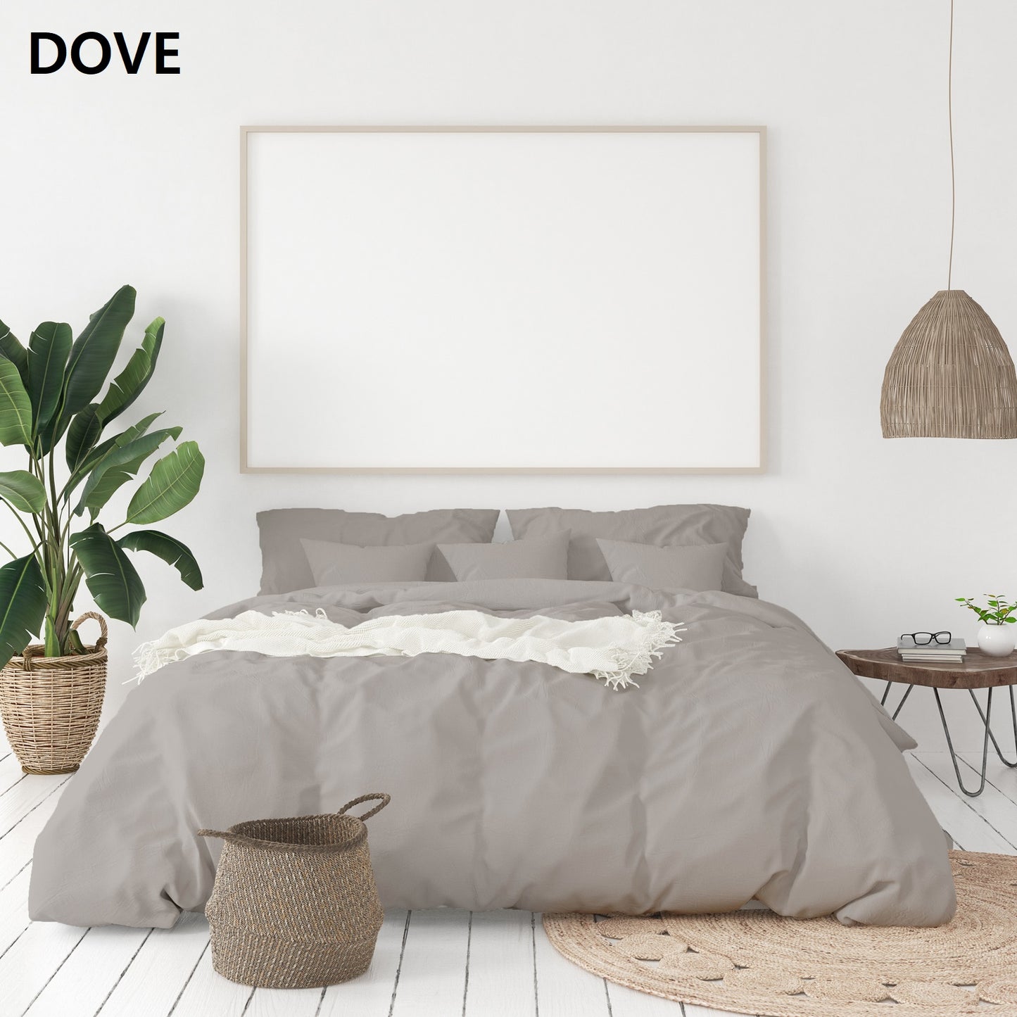Balmain 1000 Thread Count Hotel Grade Bamboo Cotton Quilt Cover Pillowcases Set - Queen - Dove V160-204918