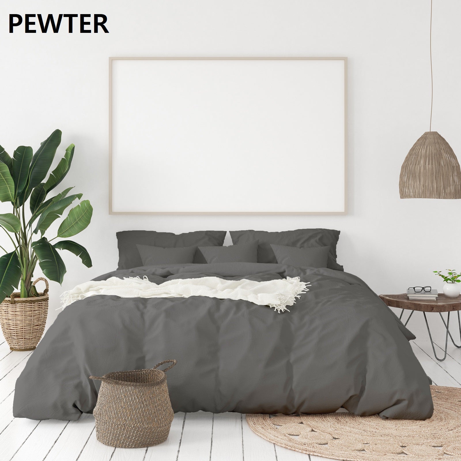 Balmain 1000 Thread Count Hotel Grade Bamboo Cotton Quilt Cover Pillowcases Set - King - Pewter V160-204922