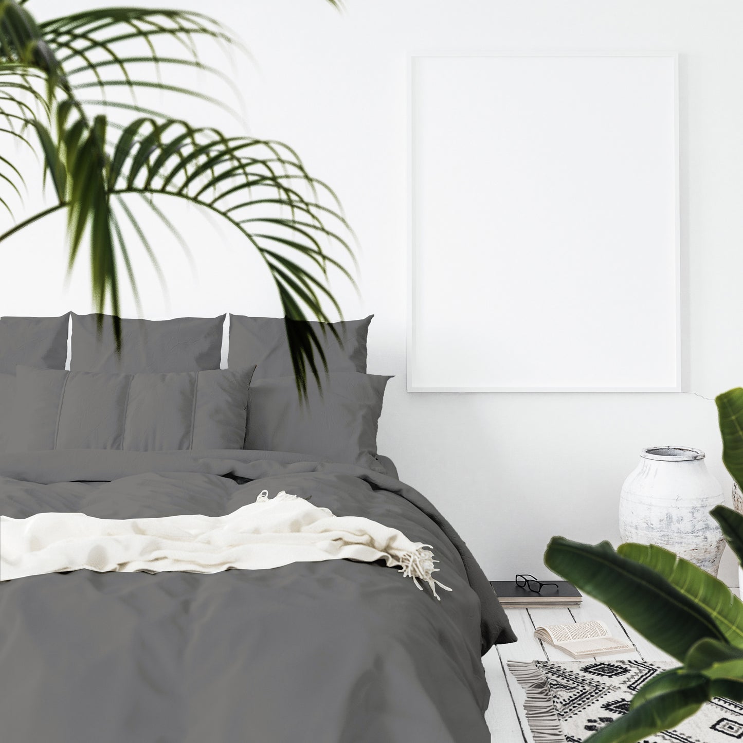 Balmain 1000 Thread Count Hotel Grade Bamboo Cotton Quilt Cover Pillowcases Set - King - Pewter V160-204922