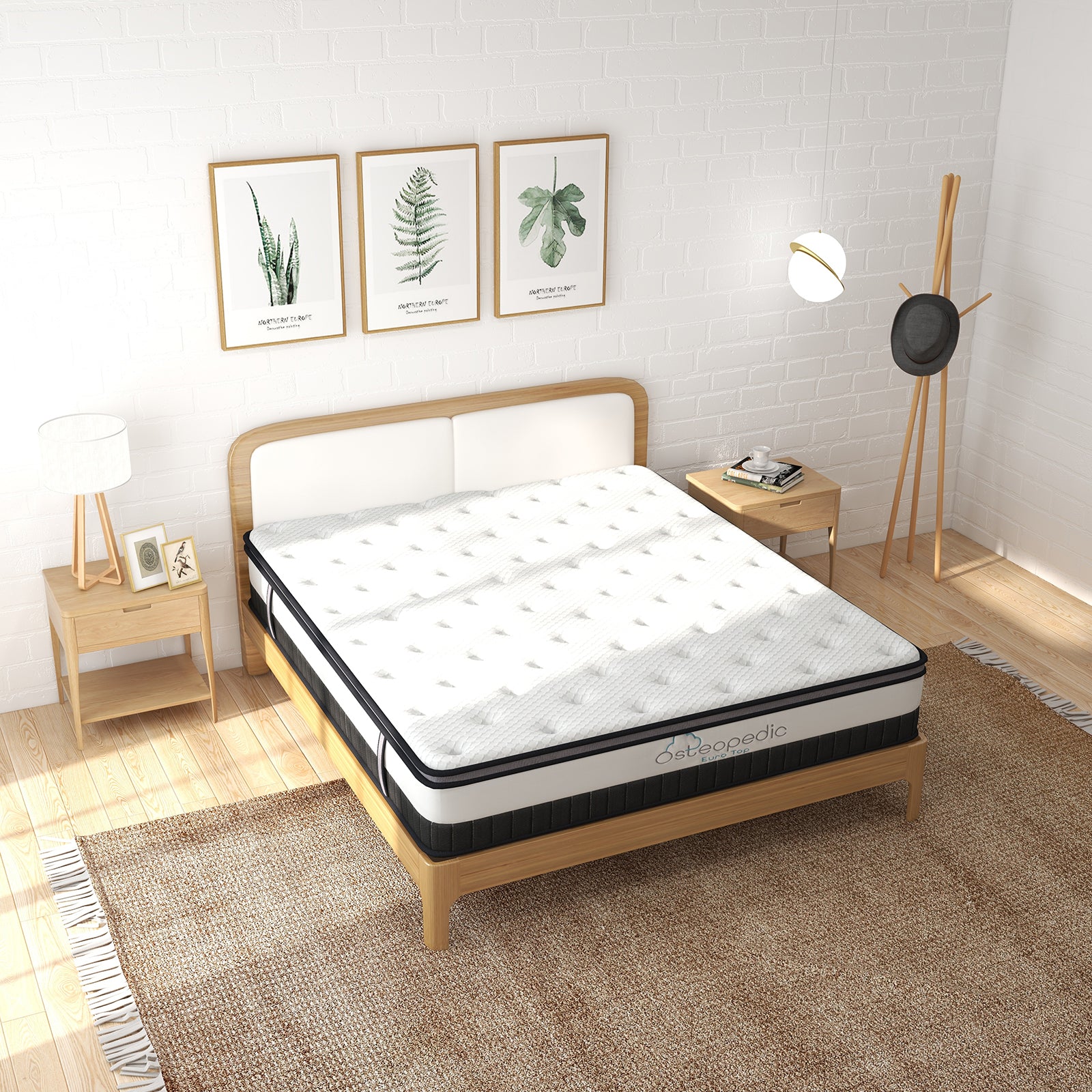 Osteopedic Euro Top Mattress Pocket Spring Medium Firm Hybrid Design Bed 30CM - Queen - White V160-205008