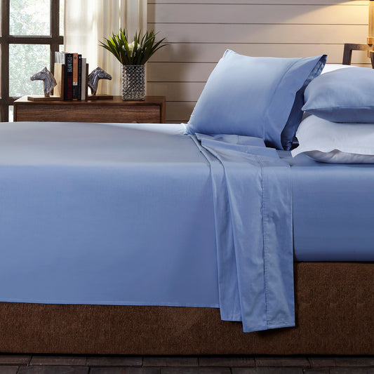Royal Comfort 250TC Organic 100% Cotton Sheet Set 4 Piece Luxury Hotel Style - Double - Indigo V160-205360