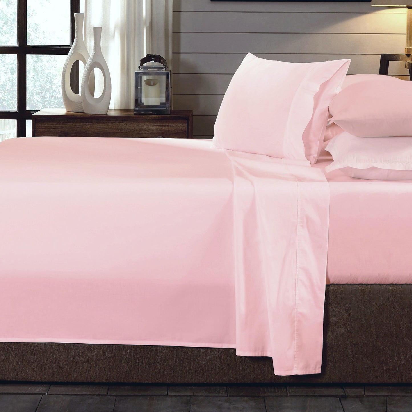 Royal Comfort 250TC Organic 100% Cotton Sheet Set 4 Piece Luxury Hotel Style - Double - Blush V160-205370