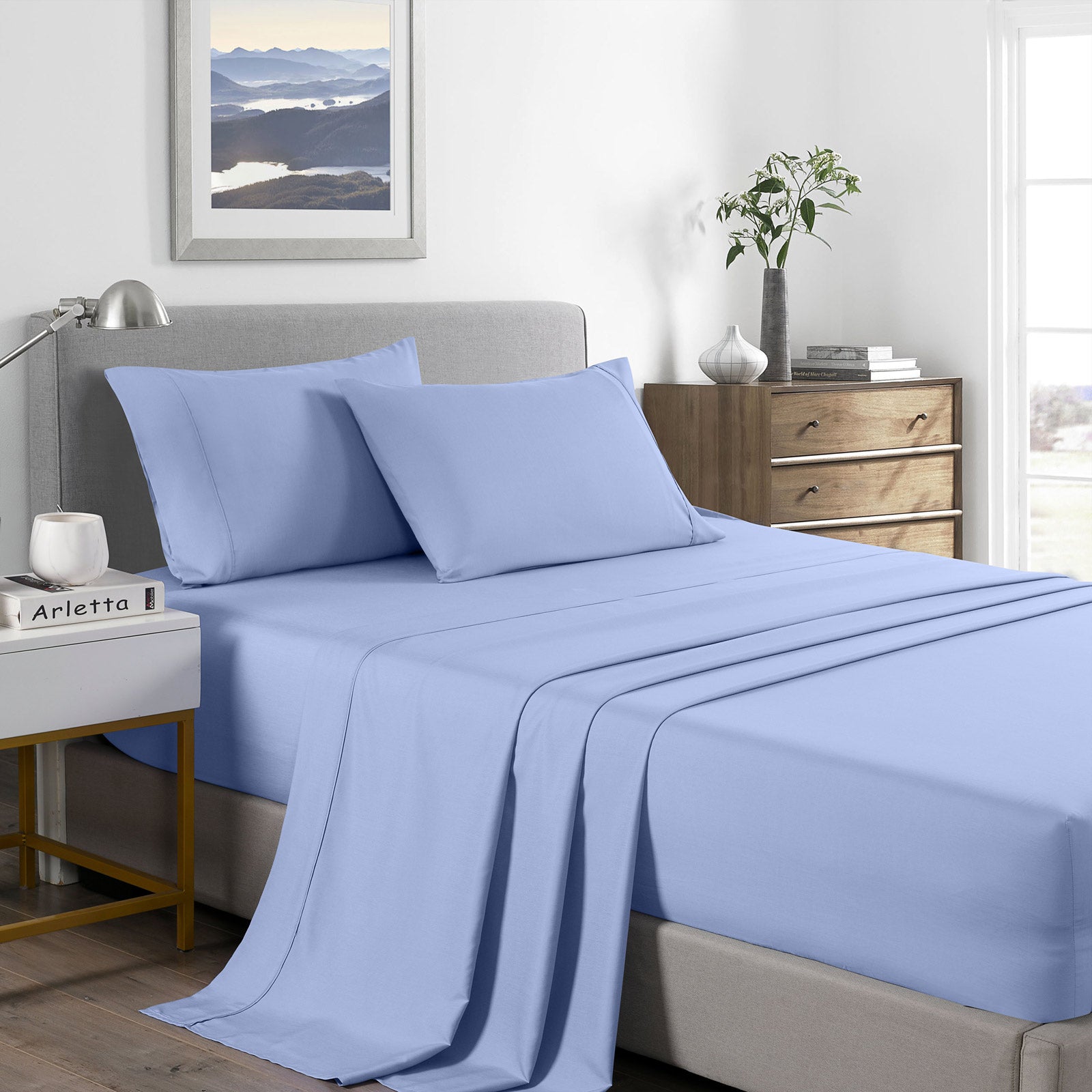 Royal Comfort 2000 Thread Count Bamboo Cooling Sheet Set Ultra Soft Bedding - Queen - Light Blue V160-205638