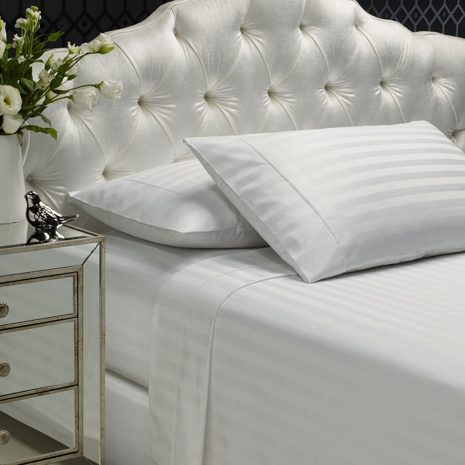 Royal Comfort 1200TC Sheet Set Damask Cotton Blend Ultra Soft Sateen Bedding - Queen - White V160-231655