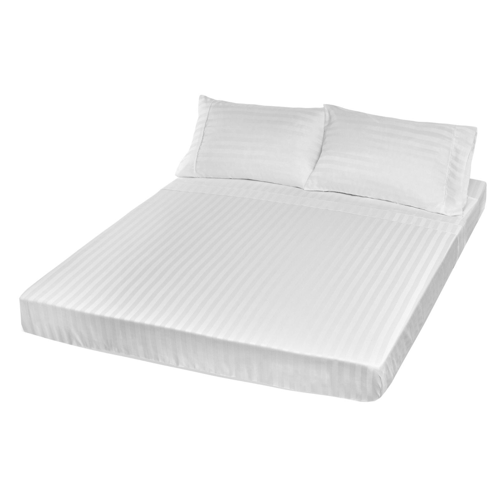 Royal Comfort 1200TC Sheet Set Damask Cotton Blend Ultra Soft Sateen Bedding - Queen - White V160-231655