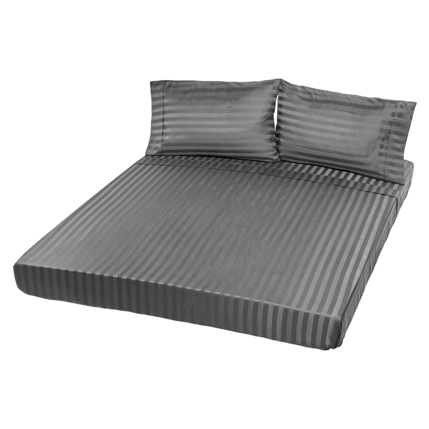 Royal Comfort 1200TC Sheet Set Damask Cotton Blend Ultra Soft Sateen Bedding - Queen - Charcoal Grey V160-231656